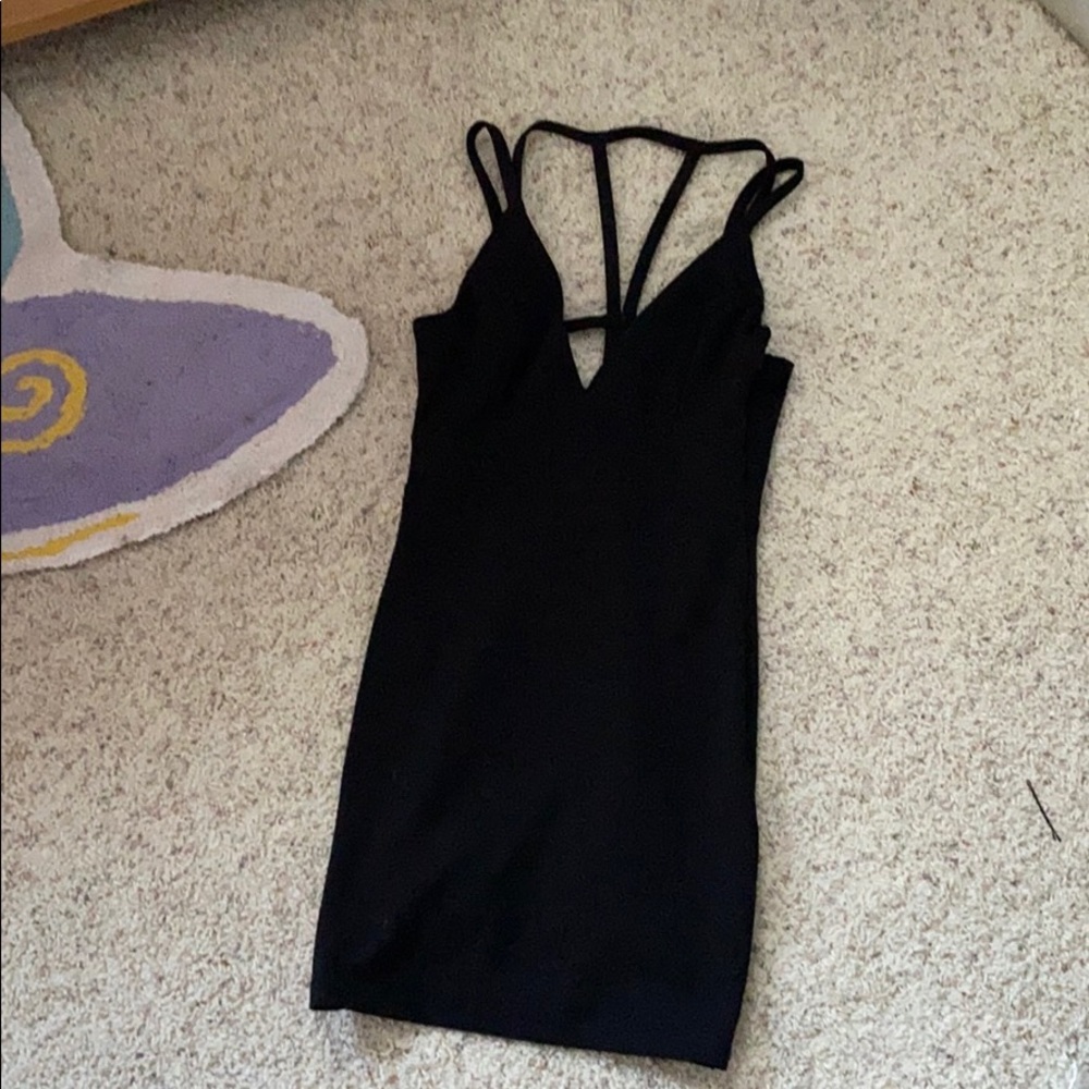 Black, Textured Mini Dress